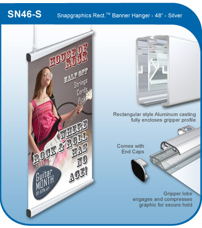 Slimline Aluminum SnapGraphics Poster and Banner Hangers